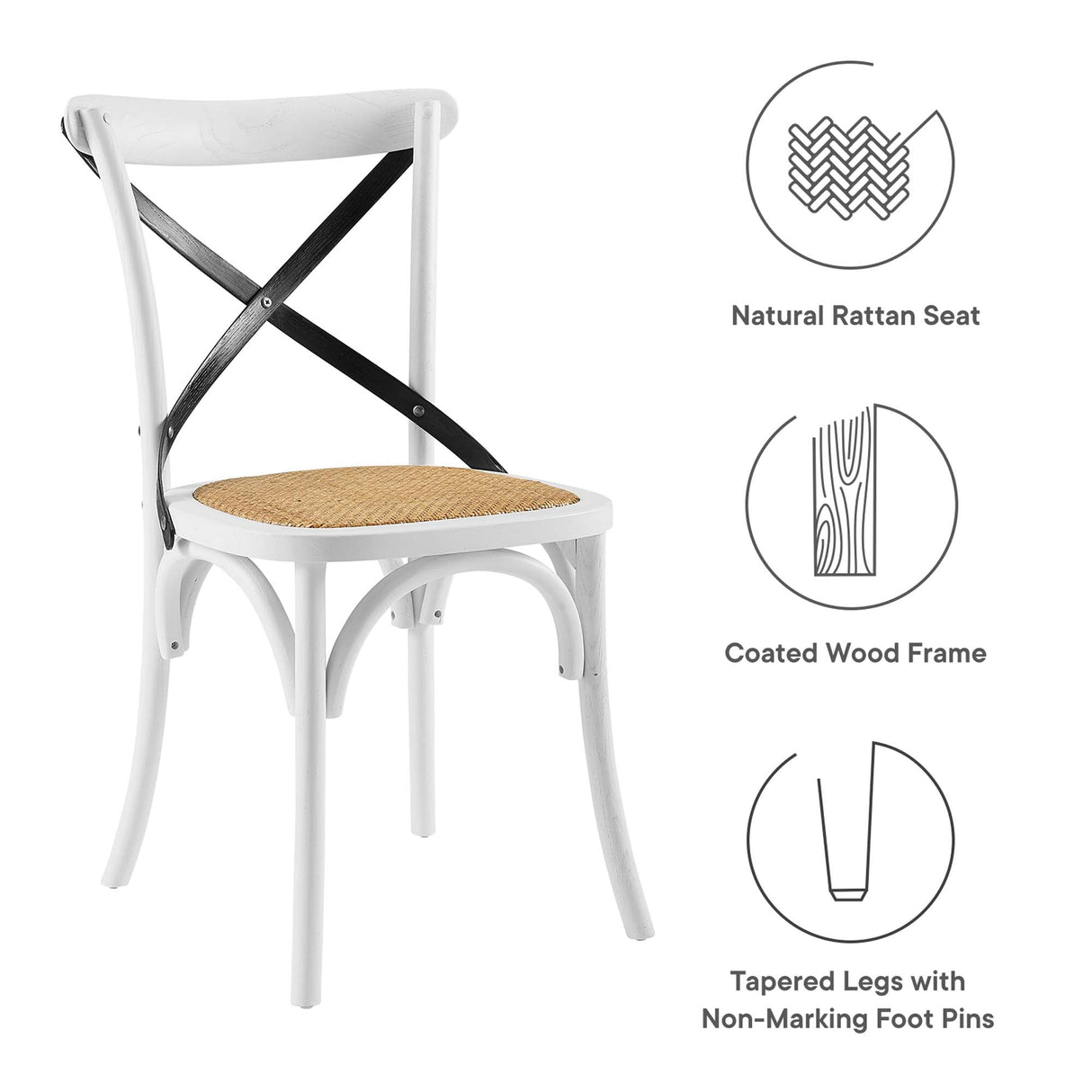 Gear Spindle Back Wood Dining Side Chair Set of 2 - Rustic Modern & Tapered Legs