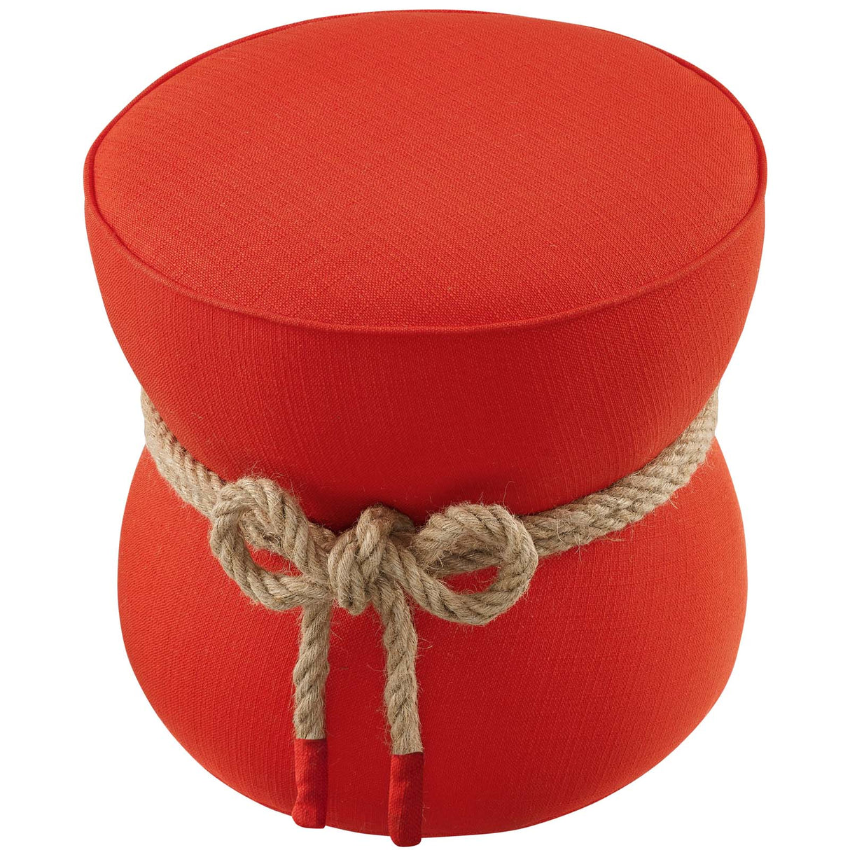 Beat Nautical Rope Upholstered Fabric Ottoman - Coastal Modern & Versatile Footstool