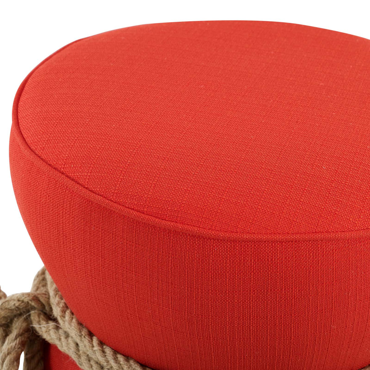 Beat Nautical Rope Upholstered Fabric Ottoman - Coastal Modern & Versatile Footstool