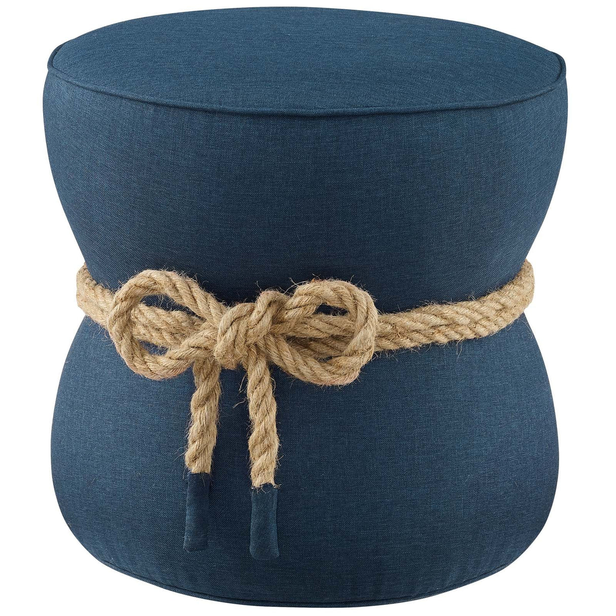 Beat Nautical Rope Upholstered Fabric Ottoman - Coastal Modern & Versatile Footstool