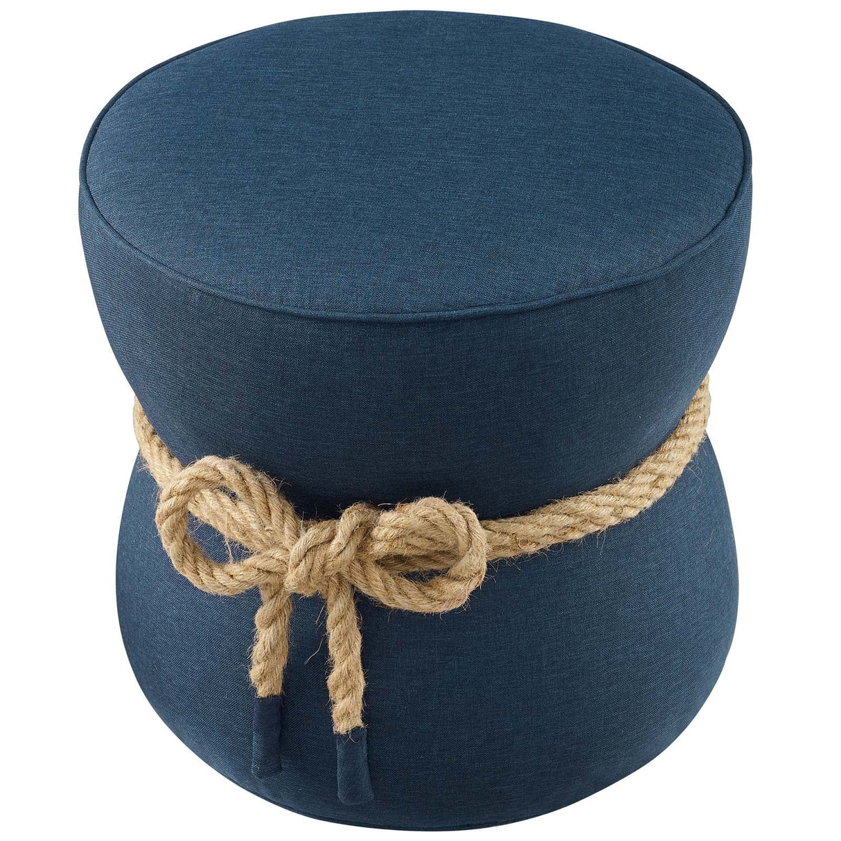 Beat Nautical Rope Upholstered Fabric Ottoman - Coastal Modern & Versatile Footstool
