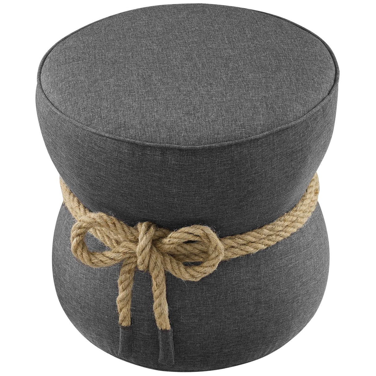 Beat Nautical Rope Upholstered Fabric Ottoman - Coastal Modern & Versatile Footstool