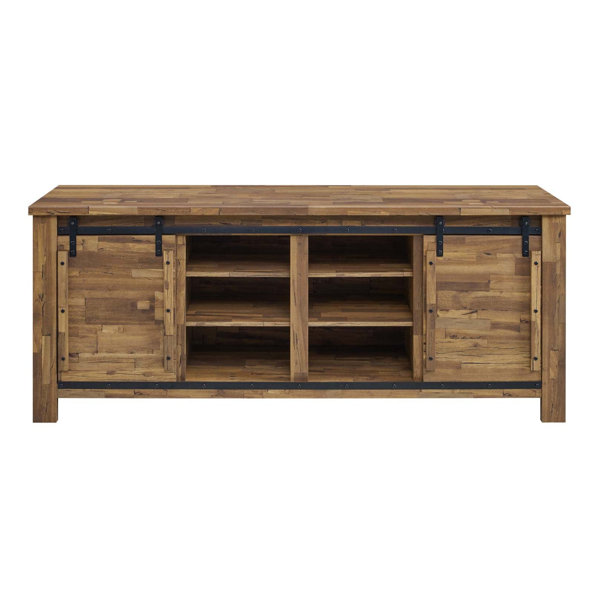 Cheshire 71" Rustic Sliding Door TV Stand - Modern Farmhouse & Adjustable Media Storage