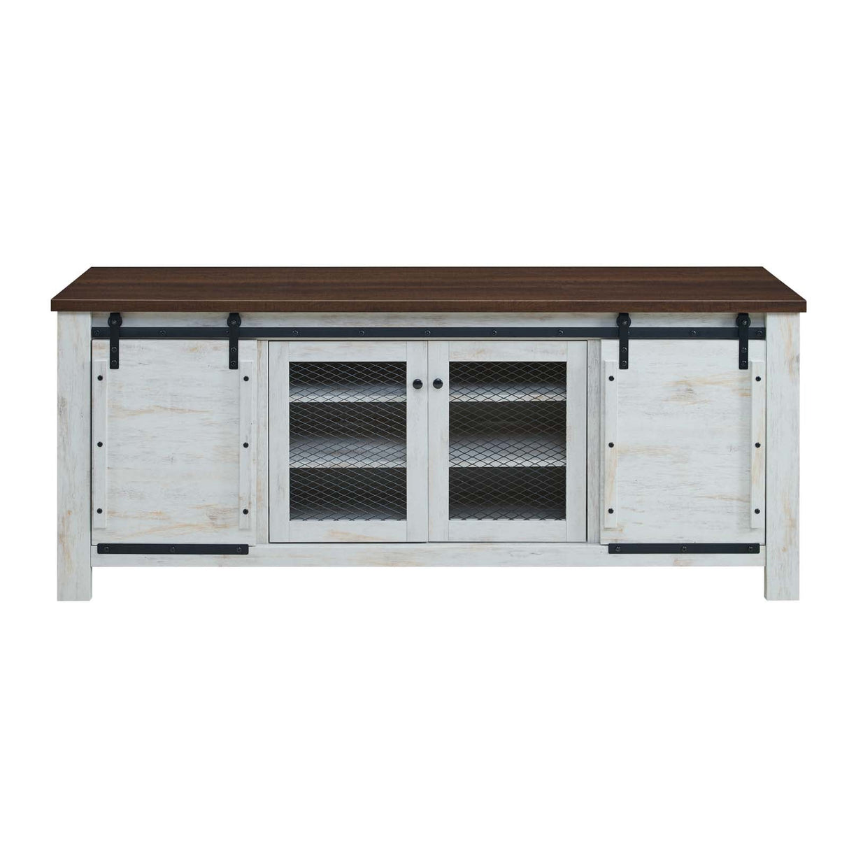 Bennington 71" Rustic Sliding Door TV Stand - Modern Farmhouse & Adjustable Storage