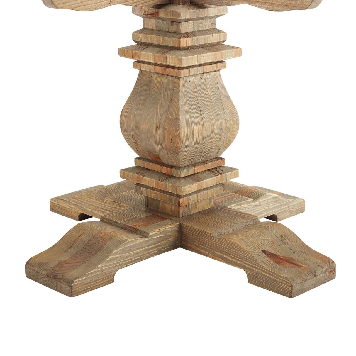 Column 71" Round Pine Wood Dining Table - Modern Farmhouse & Carved Pedestal Base