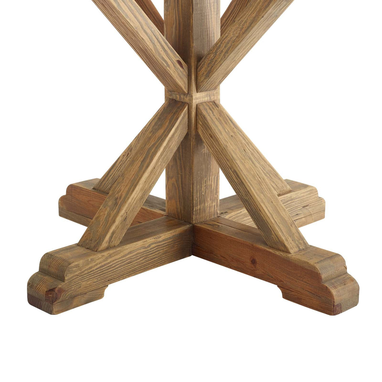 Stitch 71" Round Pine Wood Dining Table - Modern Farmhouse & Sculptural Pedestal Statement