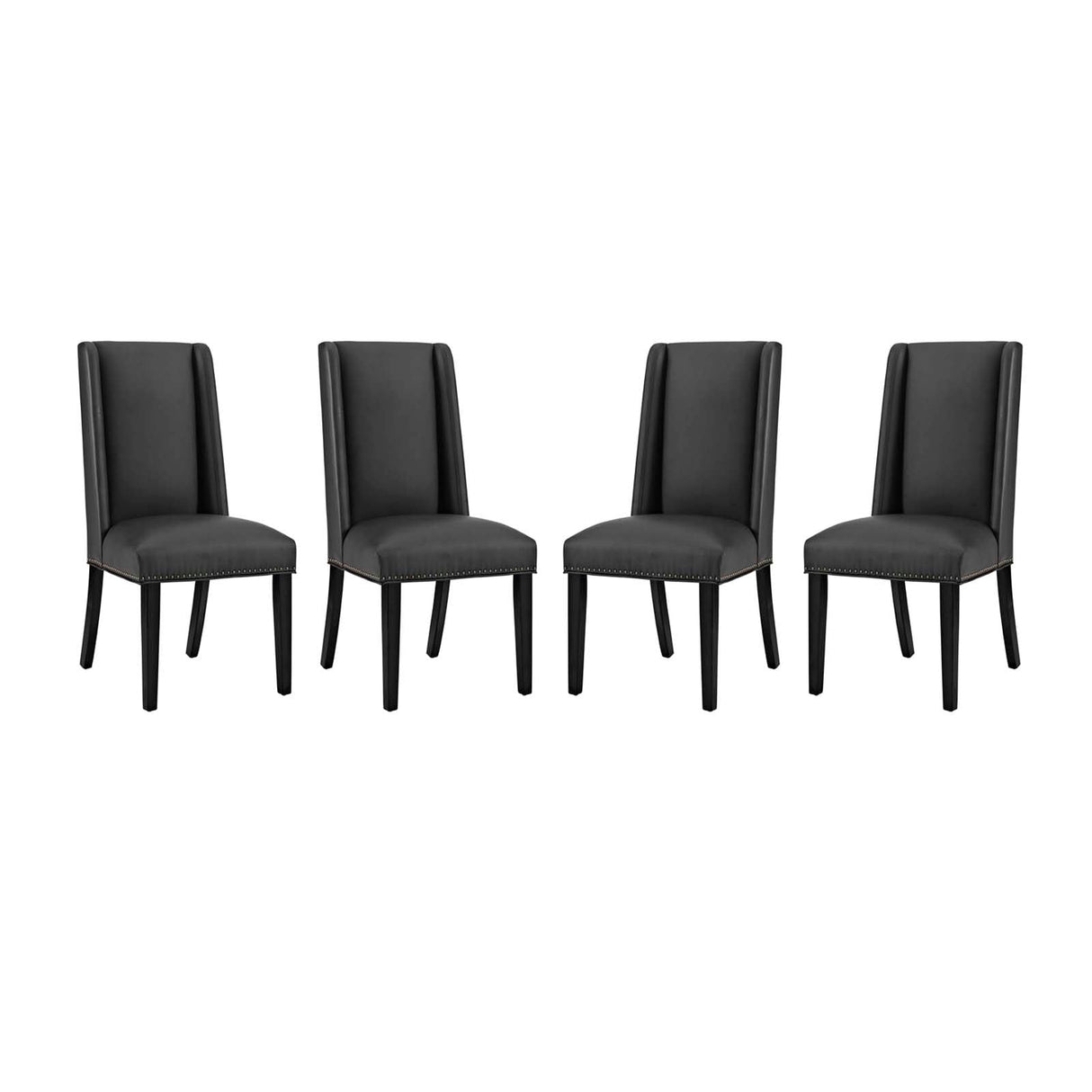 Baron Dining Chair Vinyl Set of 4 - Traditional Elegance & Nailhead Trimmed