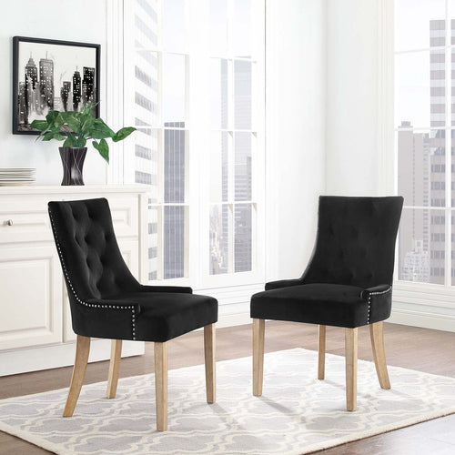 Pose Dining Chair Performance Velvet Set of 2 - Modern Farmhouse & Tufted Nailhead Trim