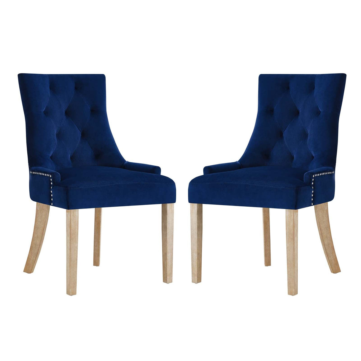 Pose Dining Chair Performance Velvet Set of 2 - Modern Farmhouse & Tufted Nailhead Trim