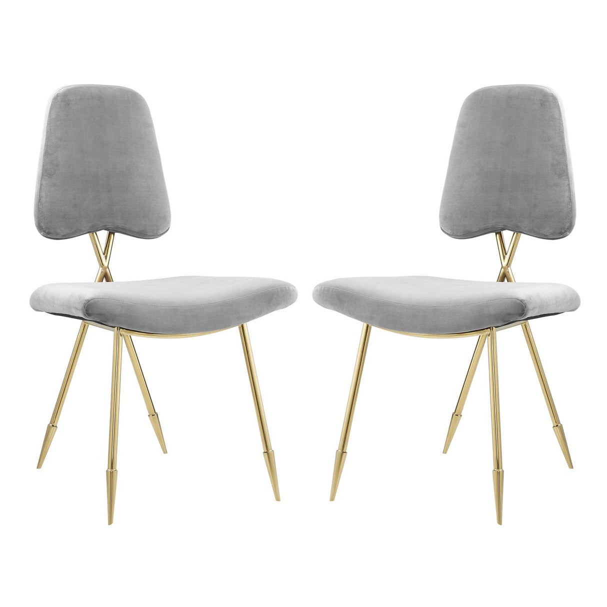 Ponder Performance Velvet Dining Side Chair Set of 2 - Modern Glam & Gold Stainless Steel