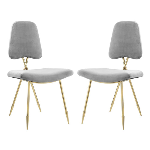Ponder Performance Velvet Dining Side Chair Set of 2 - Modern Glam & Gold Stainless Steel