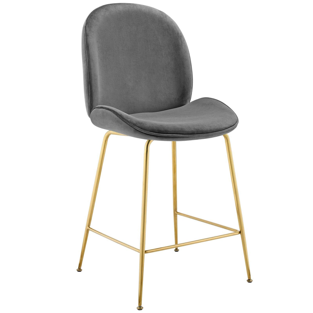 Scoop Gold Stainless Steel Leg Performance Velvet Counter Stool - Modern Glam & Stain-Resistant