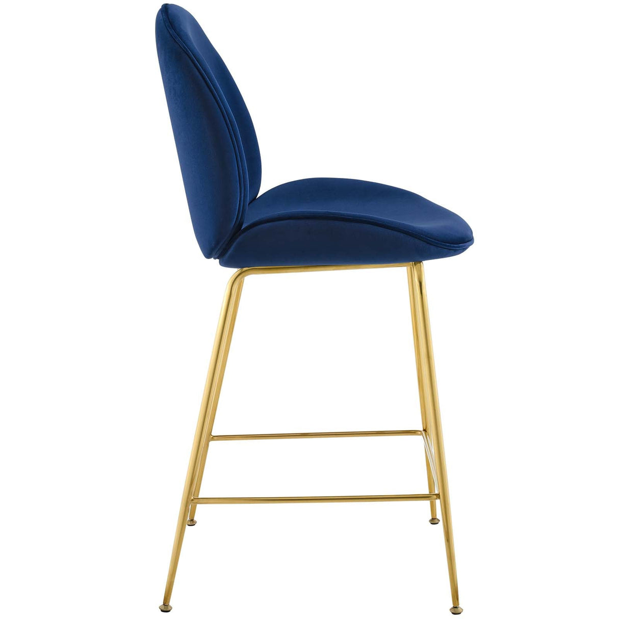 Scoop Gold Stainless Steel Leg Performance Velvet Counter Stool - Modern Glam & Stain-Resistant
