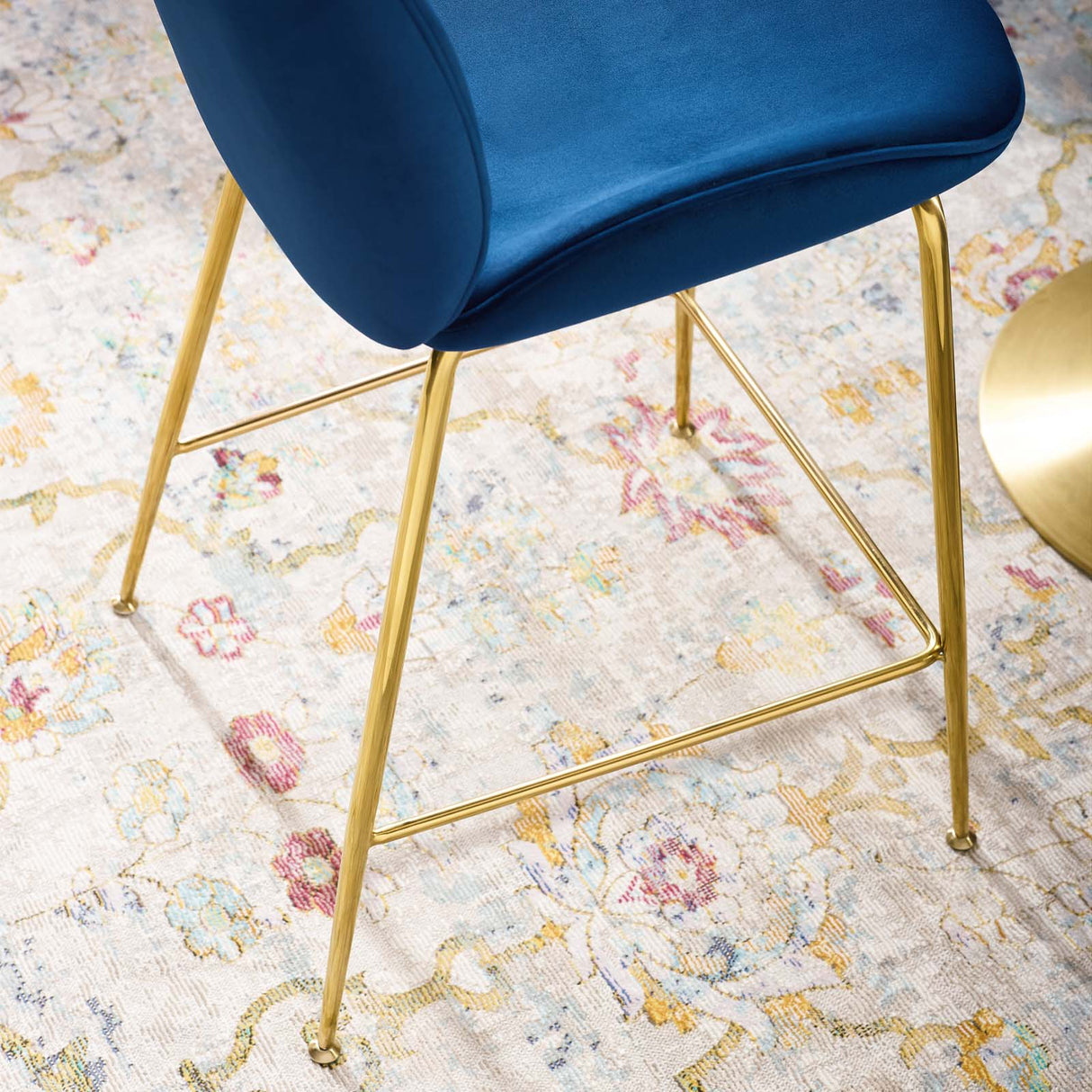 Scoop Gold Stainless Steel Leg Performance Velvet Counter Stool - Modern Glam & Stain-Resistant