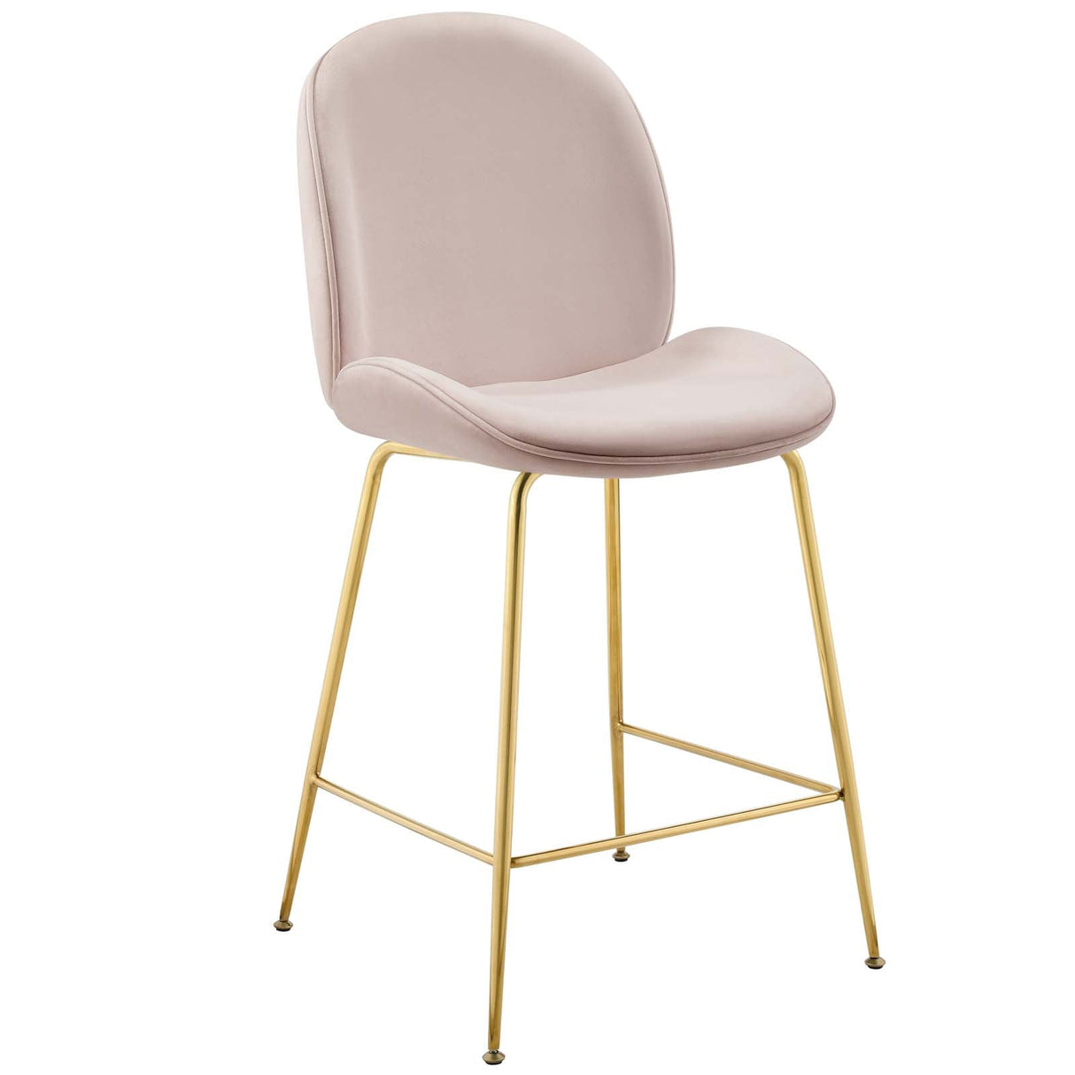 Scoop Gold Stainless Steel Leg Performance Velvet Counter Stool - Modern Glam & Stain-Resistant
