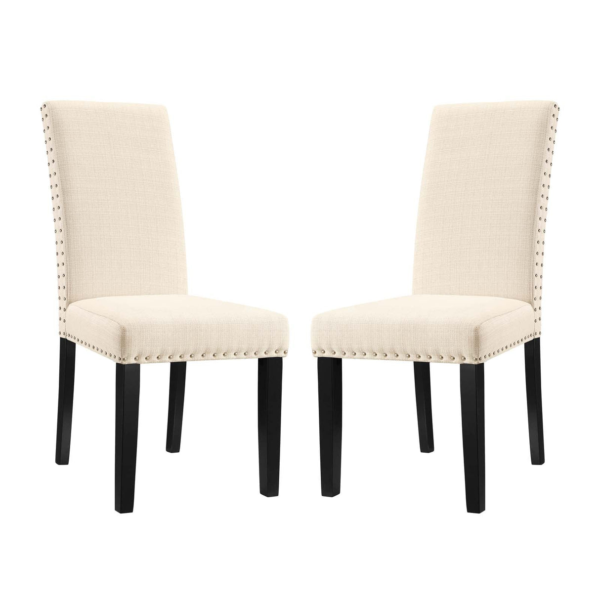 Parcel Dining Side Chair Fabric Set of 2 - Transitional Style & Elegant Nailhead Trim