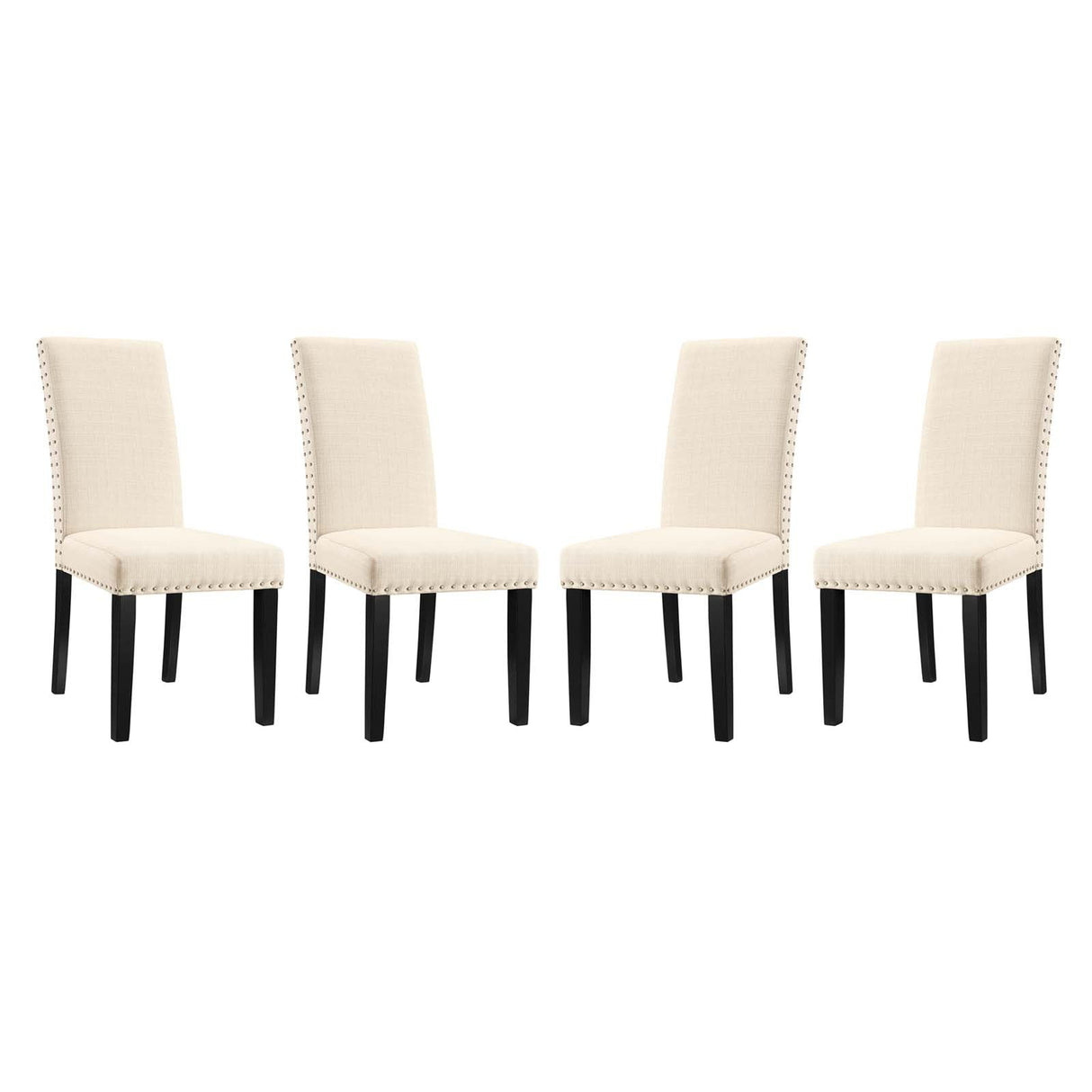 Parcel Dining Side Chair Fabric Set of 4 - Transitional Elegance & Nailhead Trim