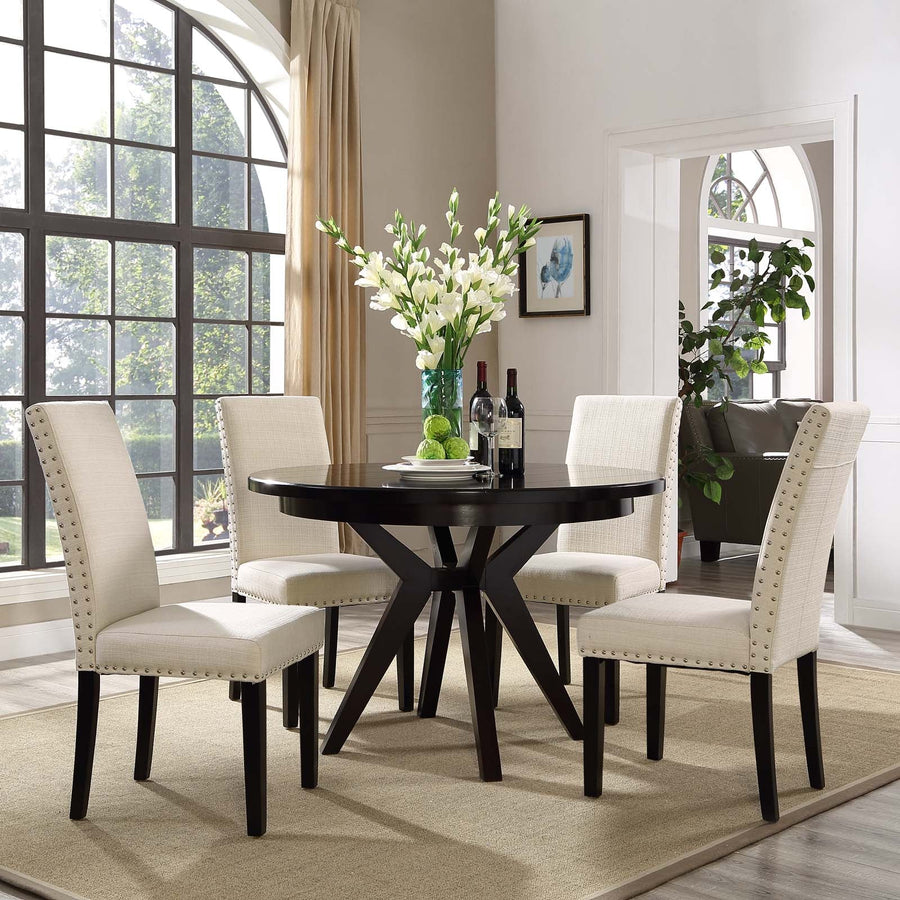 Parcel Dining Side Chair Fabric Set of 4 - Transitional Elegance & Nailhead Trim