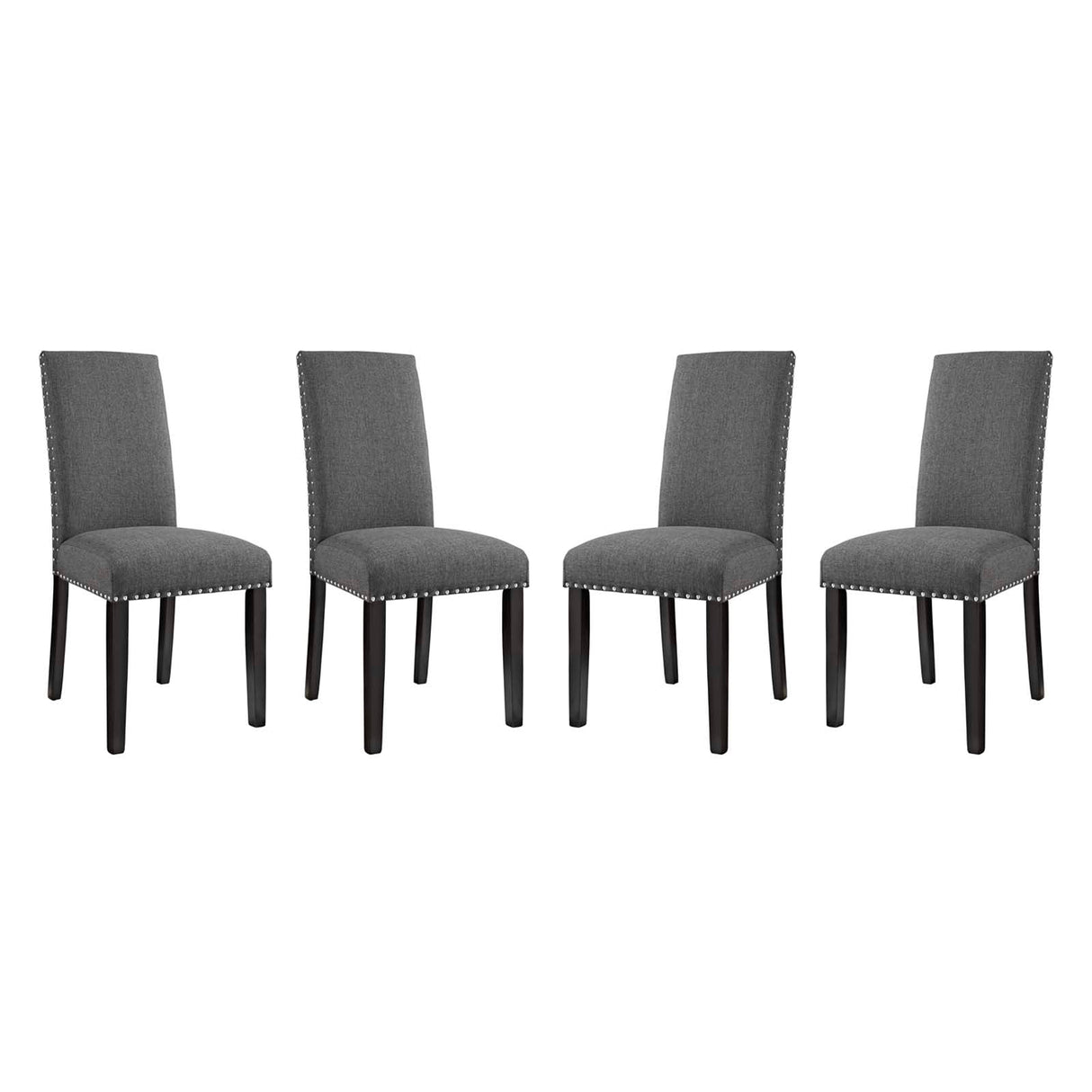 Parcel Dining Side Chair Fabric Set of 4 - Transitional Elegance & Nailhead Trim
