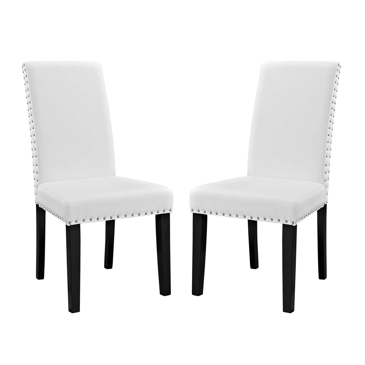 Parcel Dining Side Chair Vinyl Set of 2 - Transitional Modern Style & Elegant Nailhead Trim