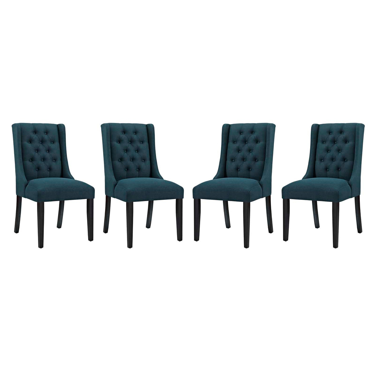 Baronet Upholstered Fabric Dining Chair Set of 4 - French Vintage & Button-Tufted Elegance