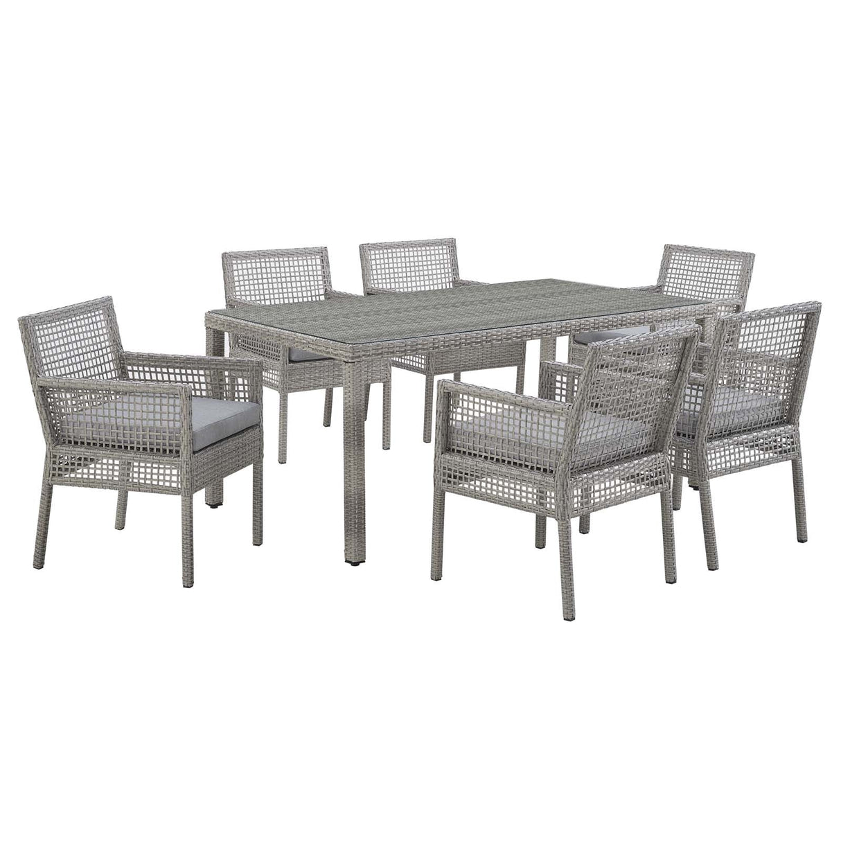 Aura 7 Piece Outdoor Patio Wicker Rattan Set - Modern Coastal & Weather-Resistant