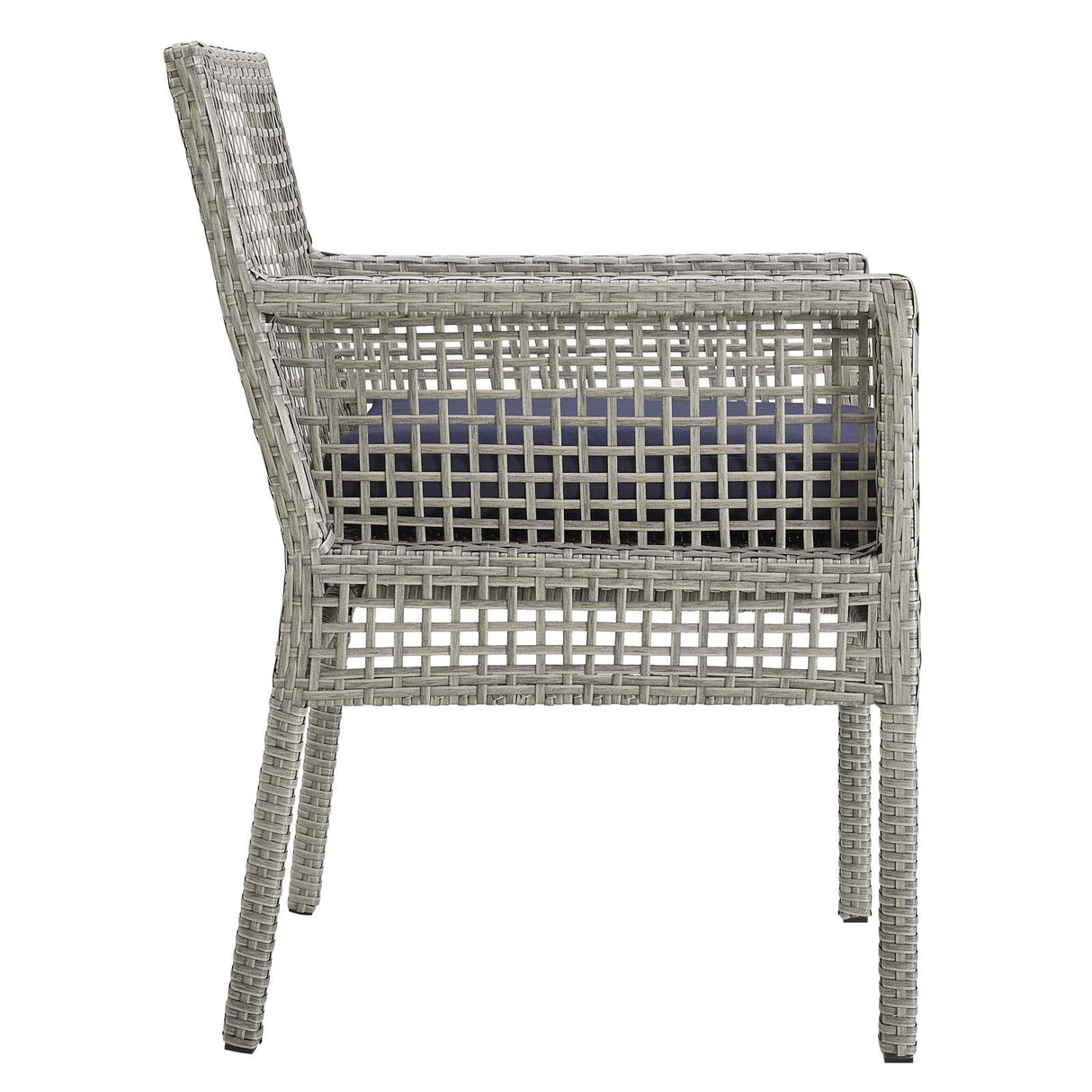 Aura Dining Armchair Outdoor Patio Wicker Rattan Set of 2 - Modern Coastal & Weather-Resistant