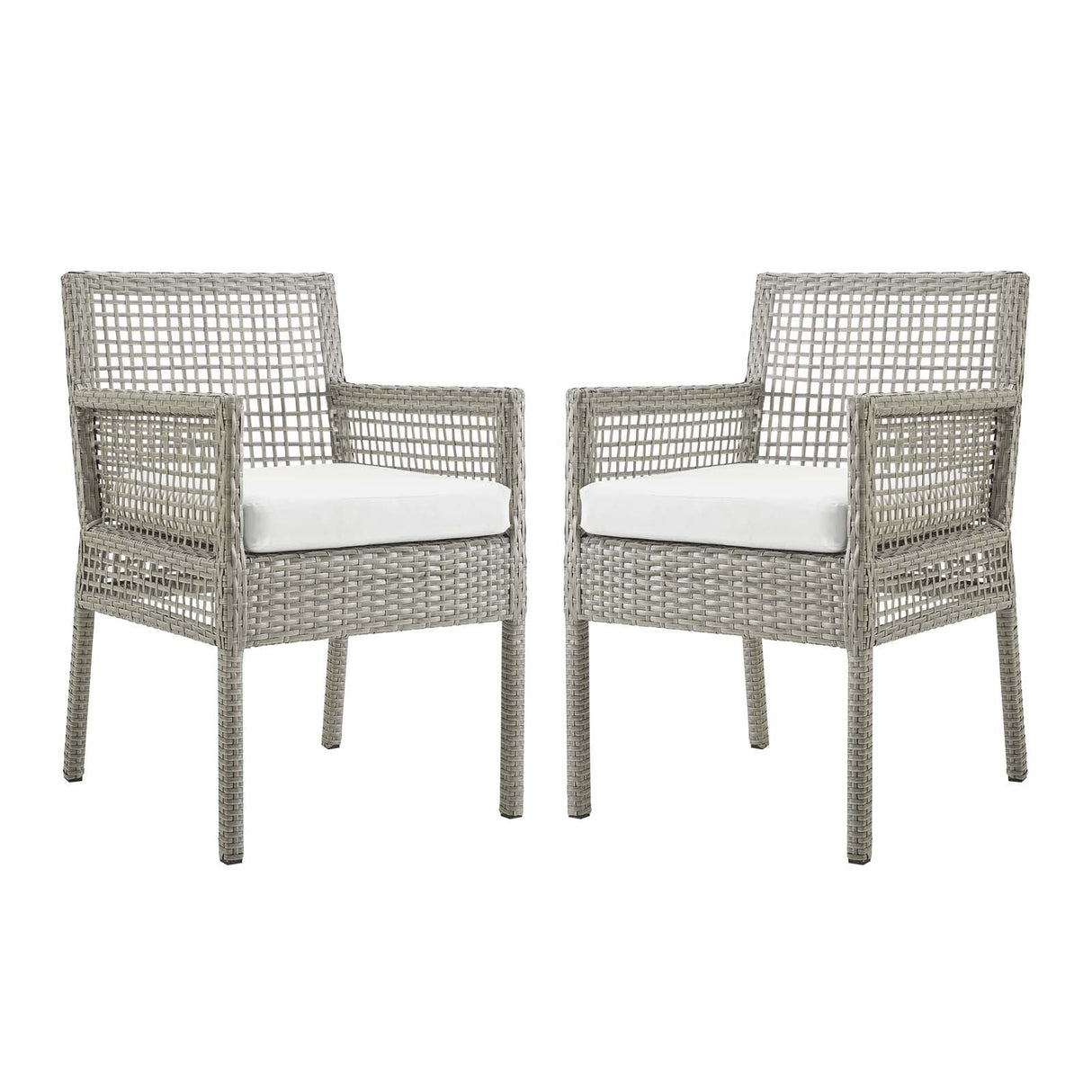 Aura Dining Armchair Outdoor Patio Wicker Rattan Set of 2 - Modern Coastal & Weather-Resistant