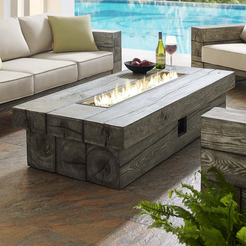Manteo 70" Rectangular Outdoor Patio Fire Pit Table - Rustic Coastal & Weather-Resistant