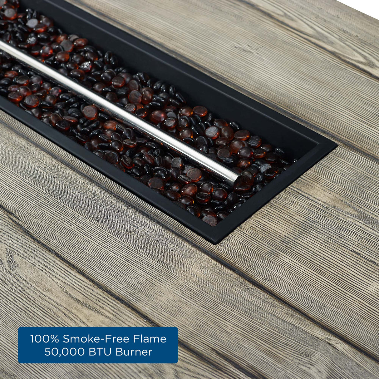 Manteo 70" Rectangular Outdoor Patio Fire Pit Table - Rustic Coastal & Weather-Resistant