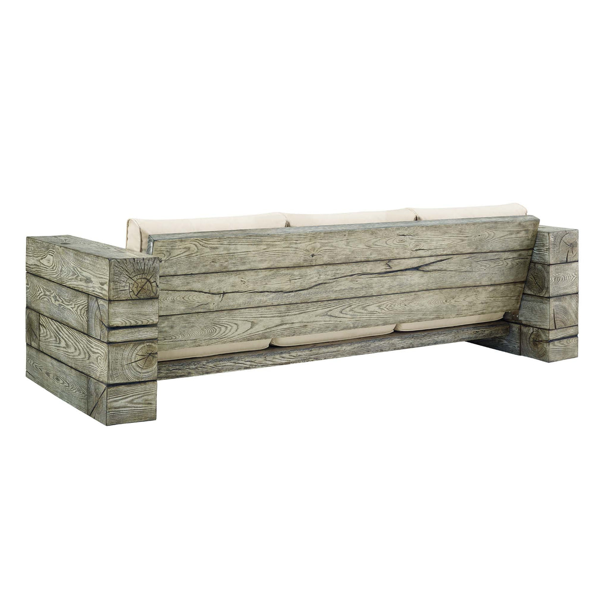 Manteo Rustic Coastal Outdoor Patio Sunbrella® Sofa - Driftwood Finish & Weather-Resistant Seating