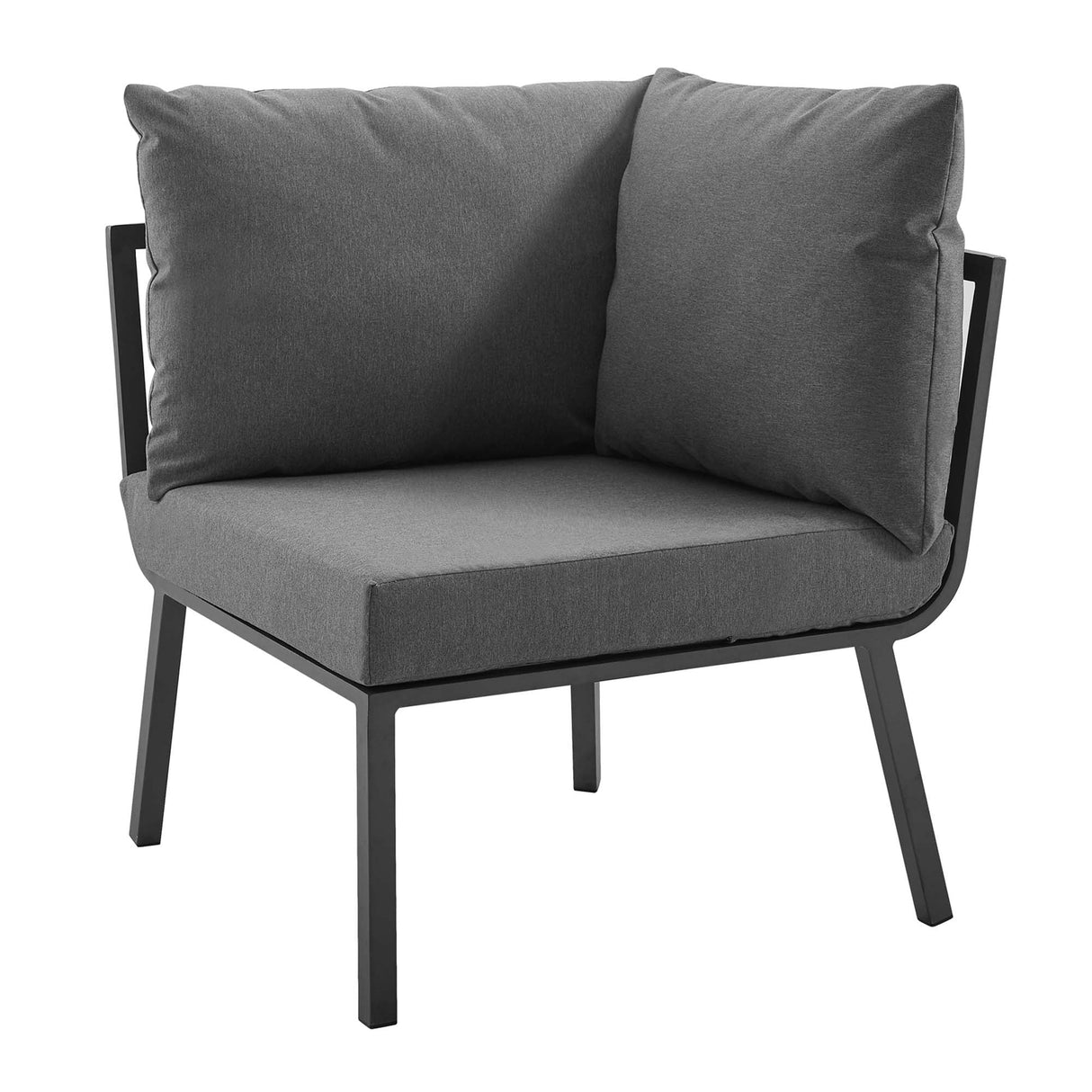 Riverside Outdoor Patio Aluminum Corner Chair - Coastal Modern & Modular Sectional Component