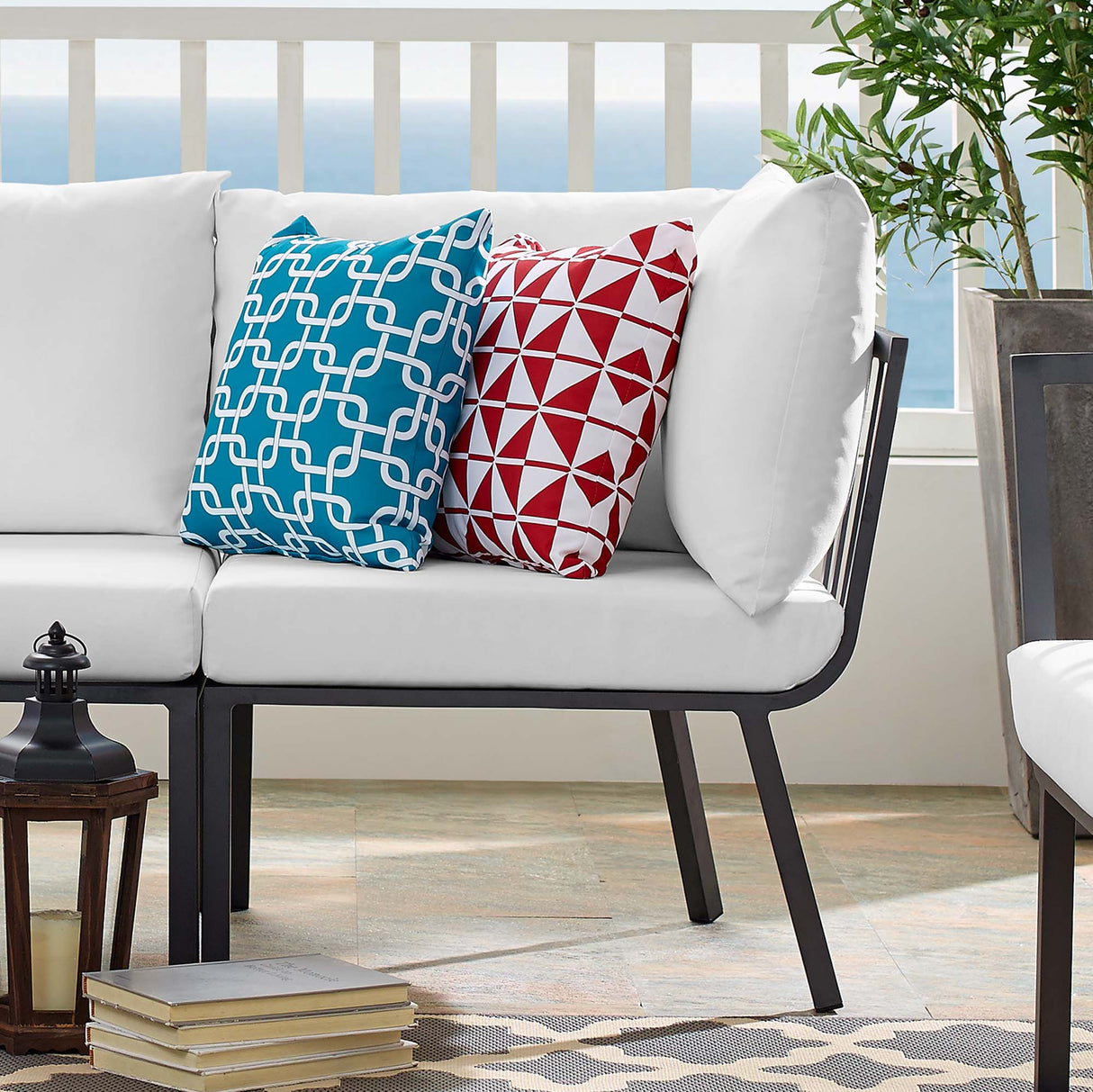 Riverside Outdoor Patio Aluminum Corner Chair - Coastal Modern & Modular Sectional Component