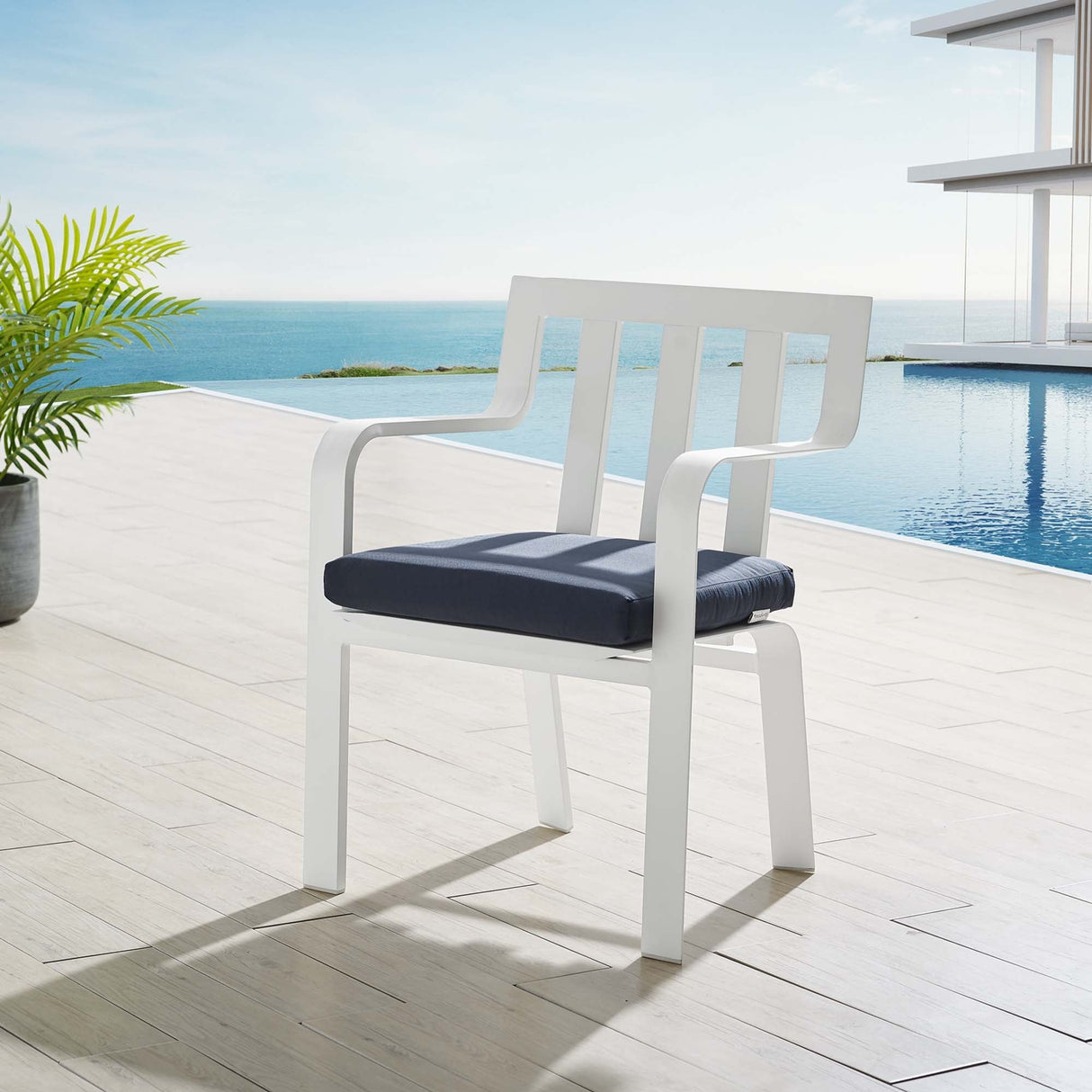 Baxley Stackable Outdoor Patio Aluminum Dining Armchair - Coastal Modern & UV-Resistant