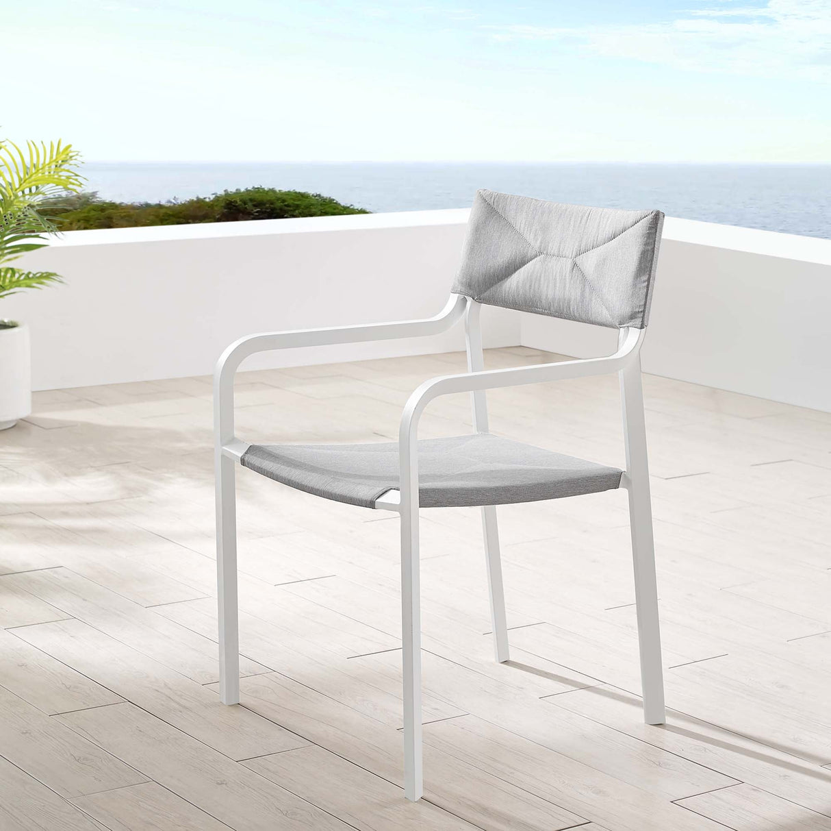 Raleigh Stackable Outdoor Patio Aluminum Dining Armchair - Minimalist & UV-Resistant