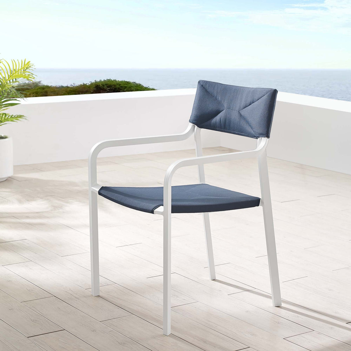 Raleigh Stackable Outdoor Patio Aluminum Dining Armchair - Minimalist & UV-Resistant