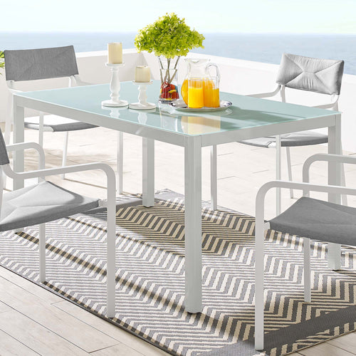 Raleigh 59" Outdoor Patio Aluminum Dining Table - Modern Coastal & Weather-Resistant