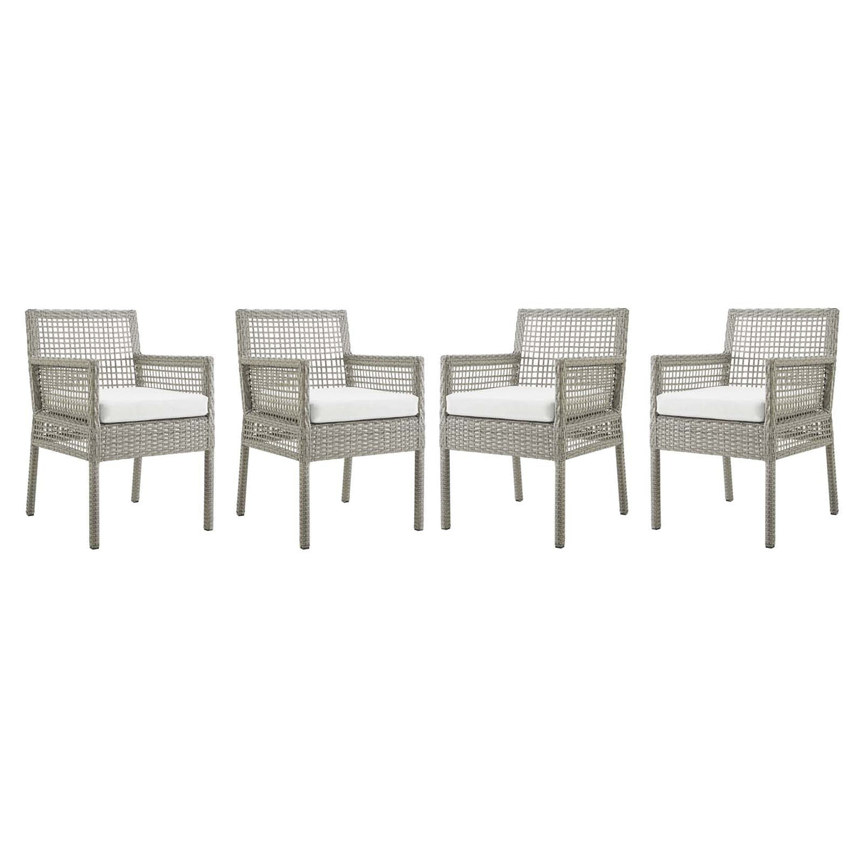 Aura Dining Armchair Outdoor Patio Wicker Rattan Set of 4 - Modern Coastal & Weather-Resistant