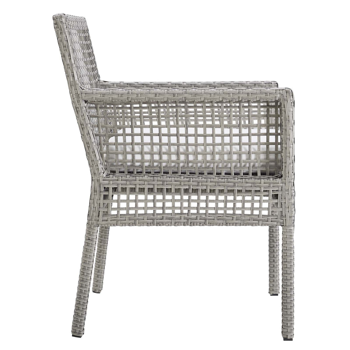 Aura Dining Armchair Outdoor Patio Wicker Rattan Set of 4 - Modern Coastal & Weather-Resistant