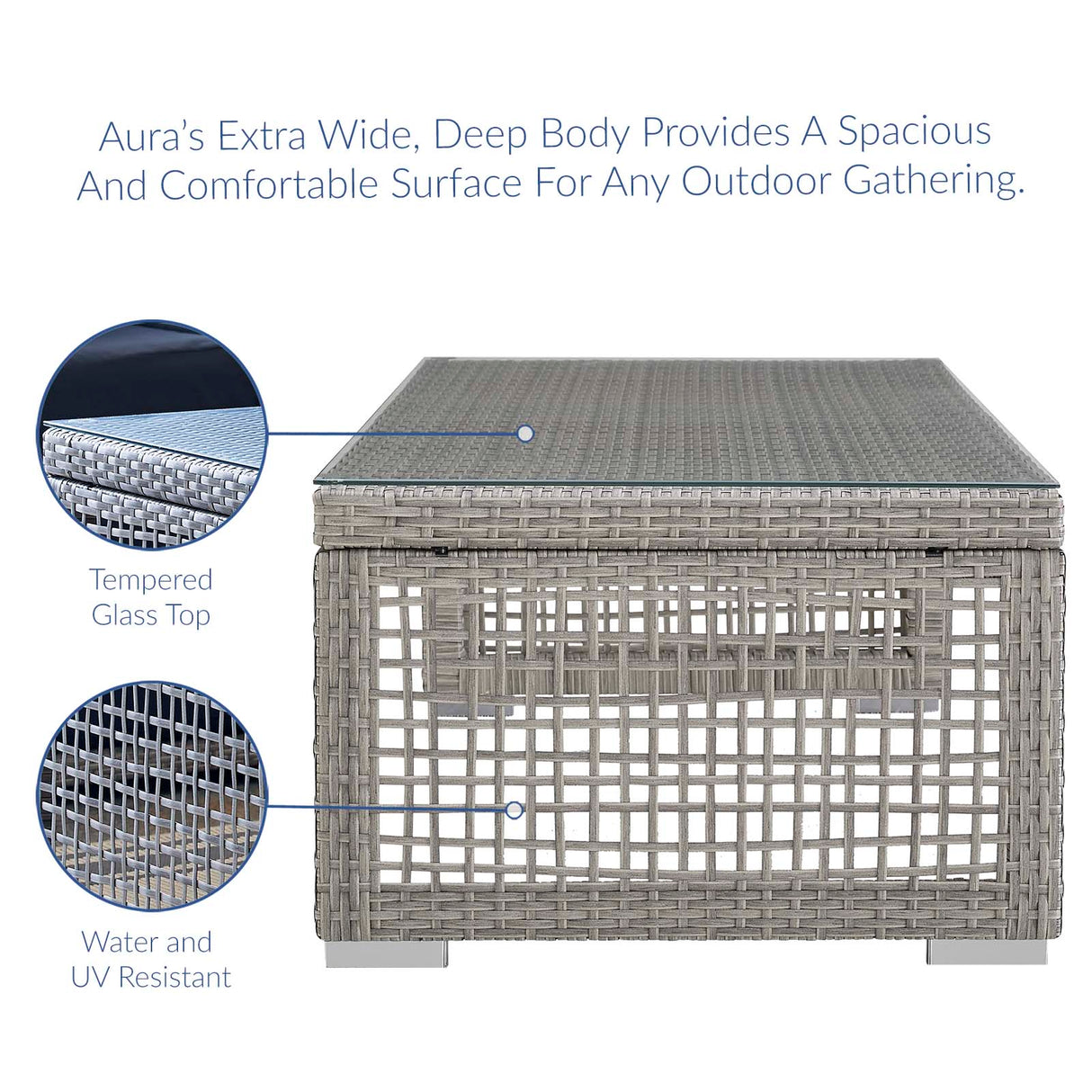 Aura 4 Piece Outdoor Patio Wicker Rattan Set - Modern Coastal & Weather-Resistant