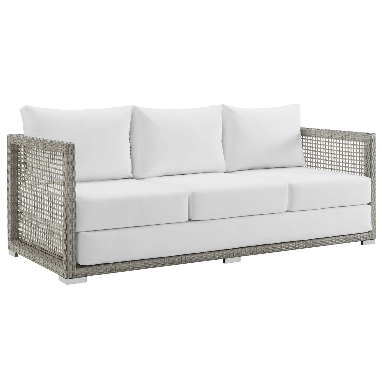 Aura 3 Piece Outdoor Patio Wicker Rattan Set - Modern Coastal & Weather-Resistant