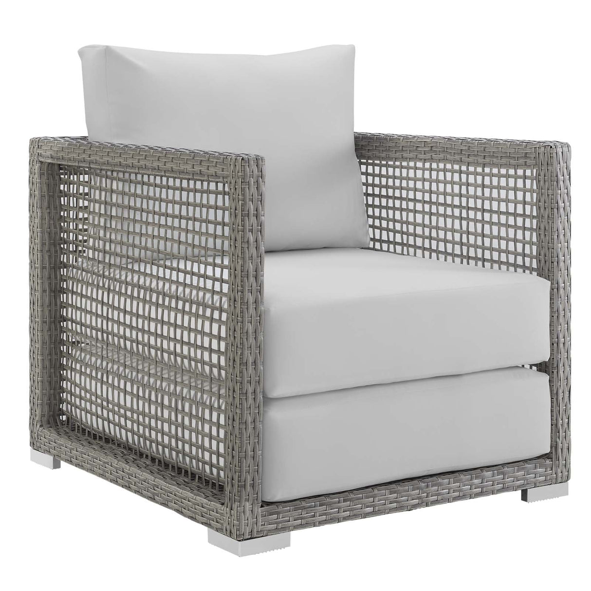 Aura 3 Piece Outdoor Patio Wicker Rattan Set - Modern Coastal & Weather-Resistant Lounge