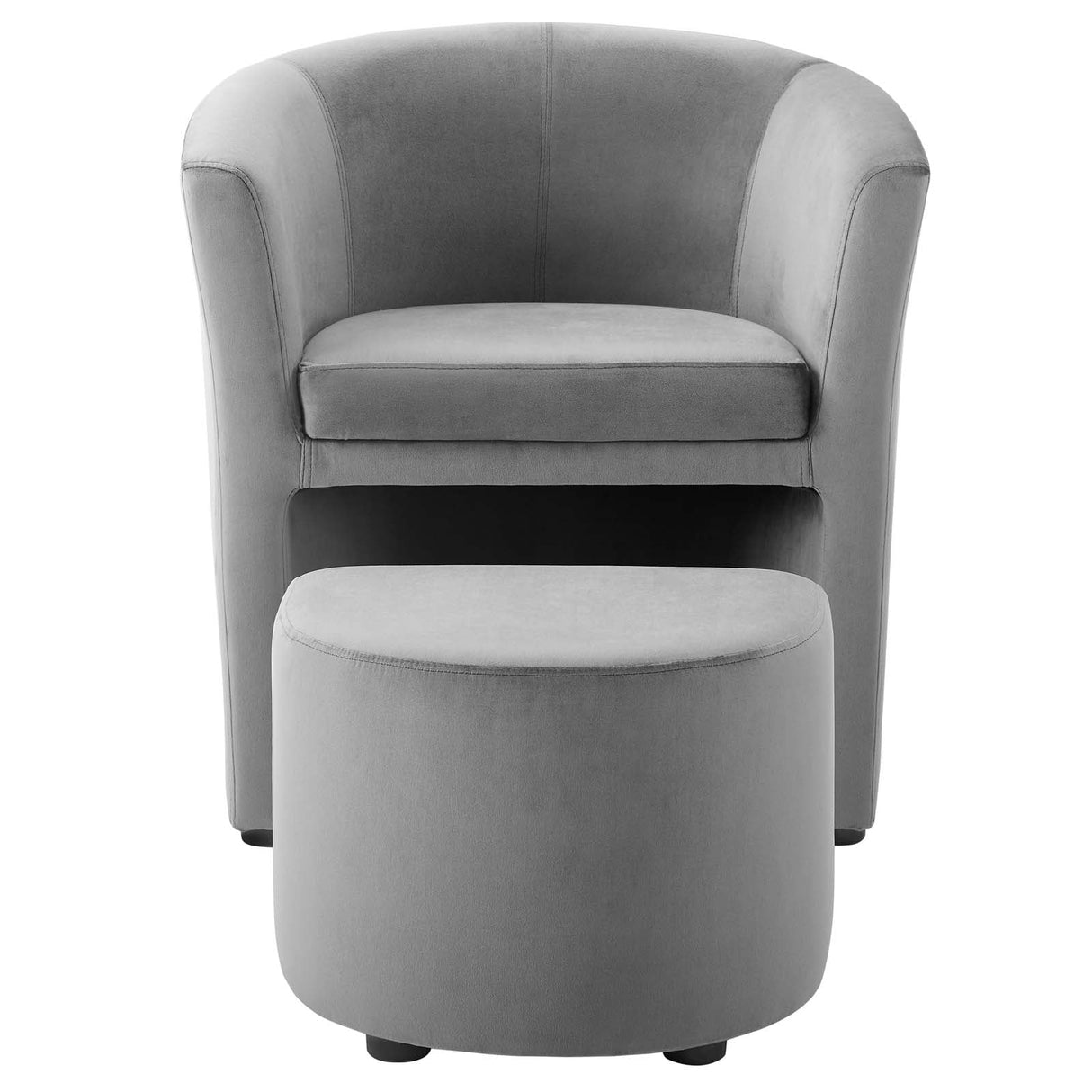 Divulge Performance Velvet Arm Chair and Ottoman Set - Mid-Century Modern & Space-Saving Seating