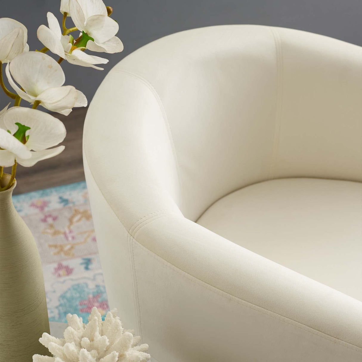 Divulge Performance Velvet Arm Chair and Ottoman Set - Mid-Century Modern & Space-Saving Seating