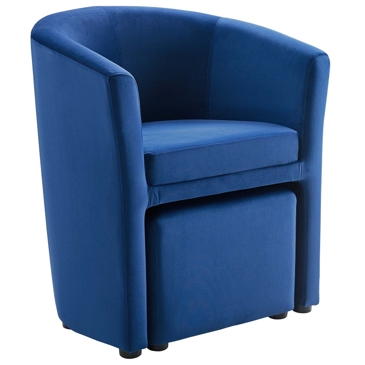 Divulge Performance Velvet Arm Chair and Ottoman Set - Mid-Century Modern & Space-Saving Seating