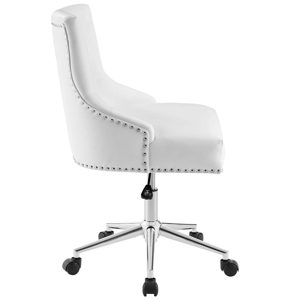 Regent Tufted Button Swivel Faux Leather Office Chair - French Vintage & Height-Adjustable Executive Seating