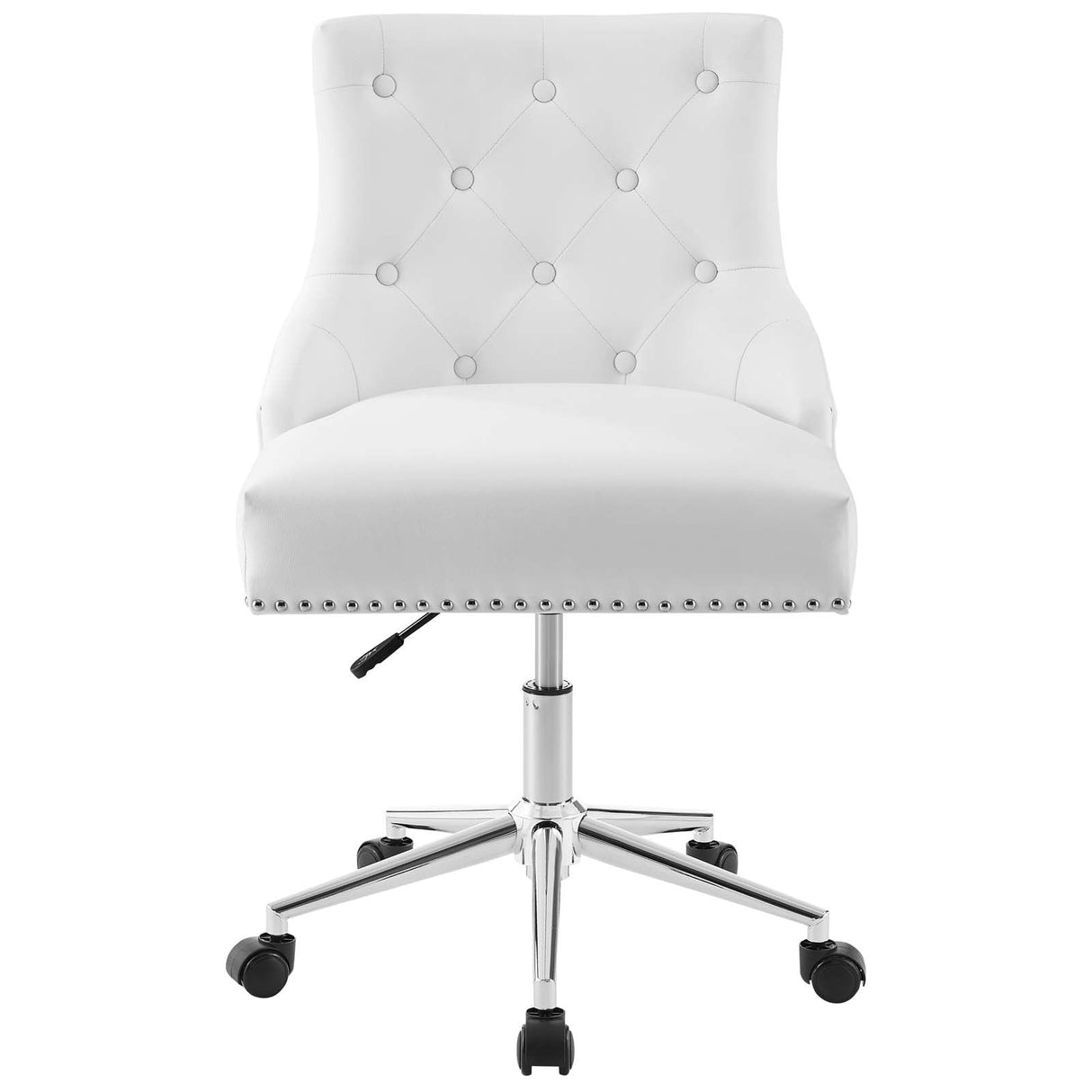 Regent Tufted Button Swivel Faux Leather Office Chair - French Vintage & Height-Adjustable Executive Seating