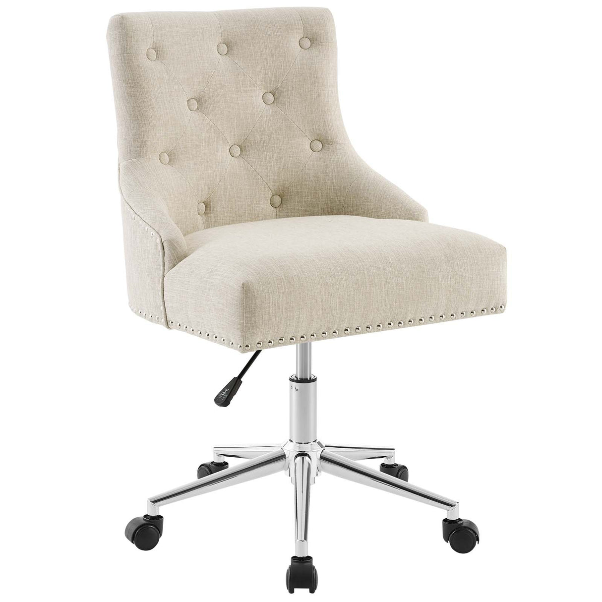 Regent Tufted Button Swivel Upholstered Fabric Office Chair - French Vintage Style & Height Adjustable