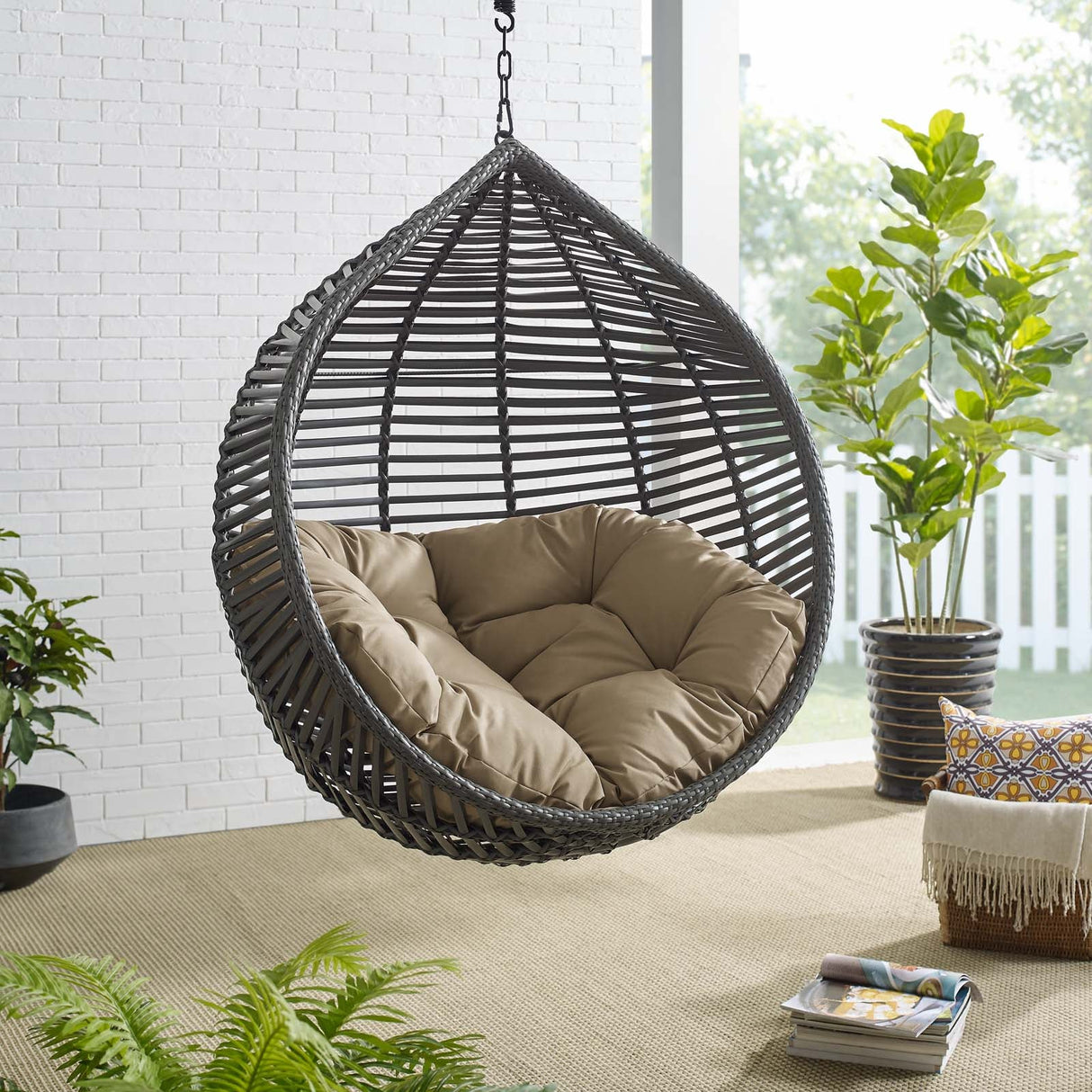 Garner Teardrop Outdoor Patio Swing Chair - Modern Boho & Weather-Resistant