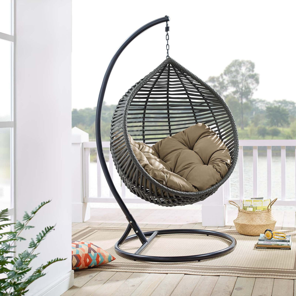 Garner Teardrop Outdoor Patio Swing Chair - Modern Boho & Weather-Resistant